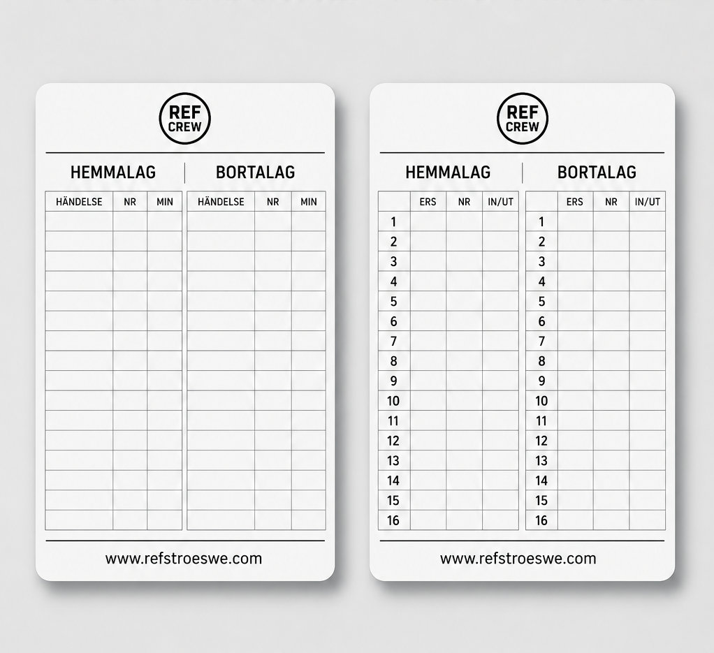 Matchkort: Händelser/Lagöversikt, Fotboll 30-pack