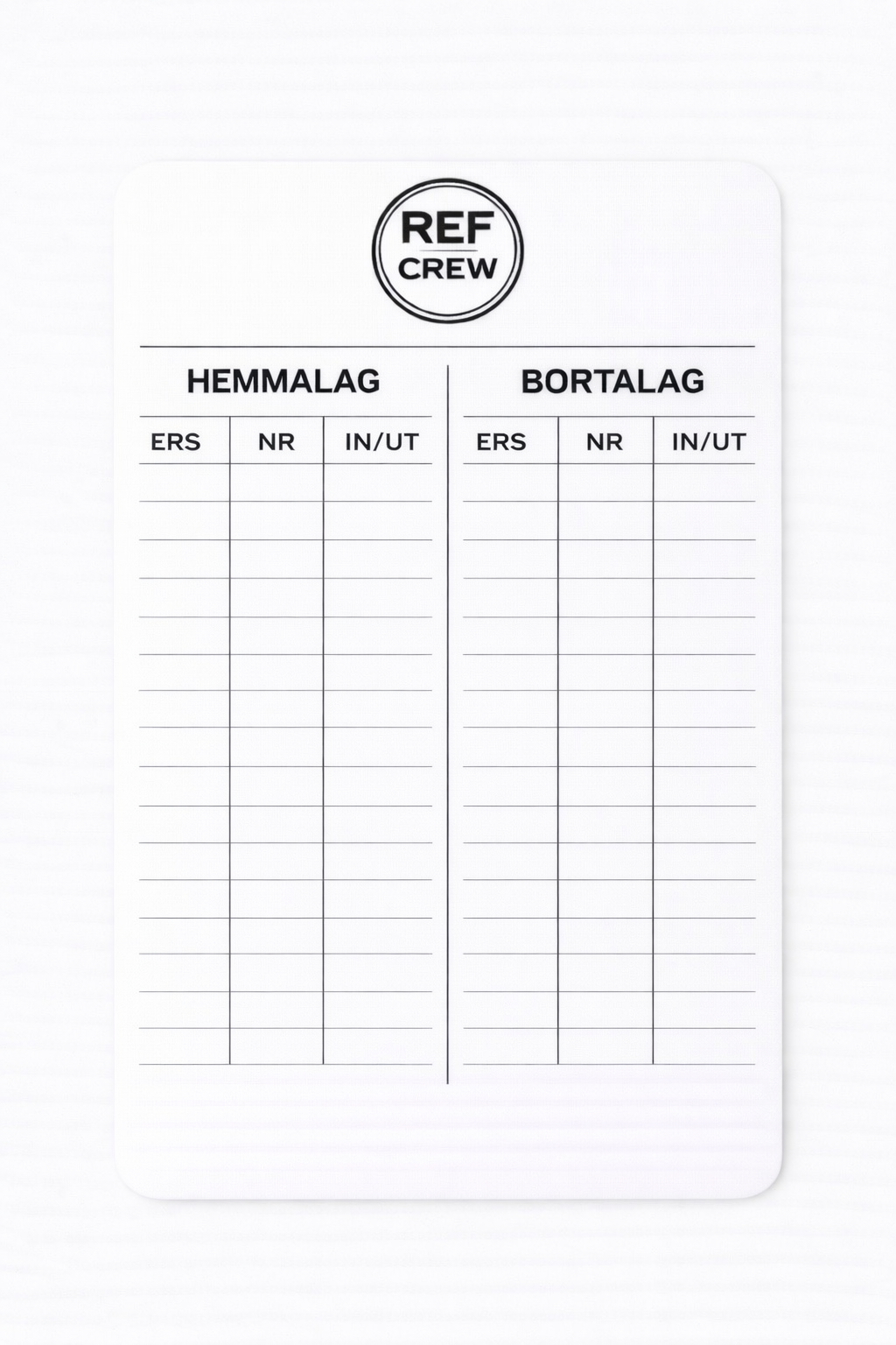 Notering: Lagöversikt/byten (Fotboll) 20-pack