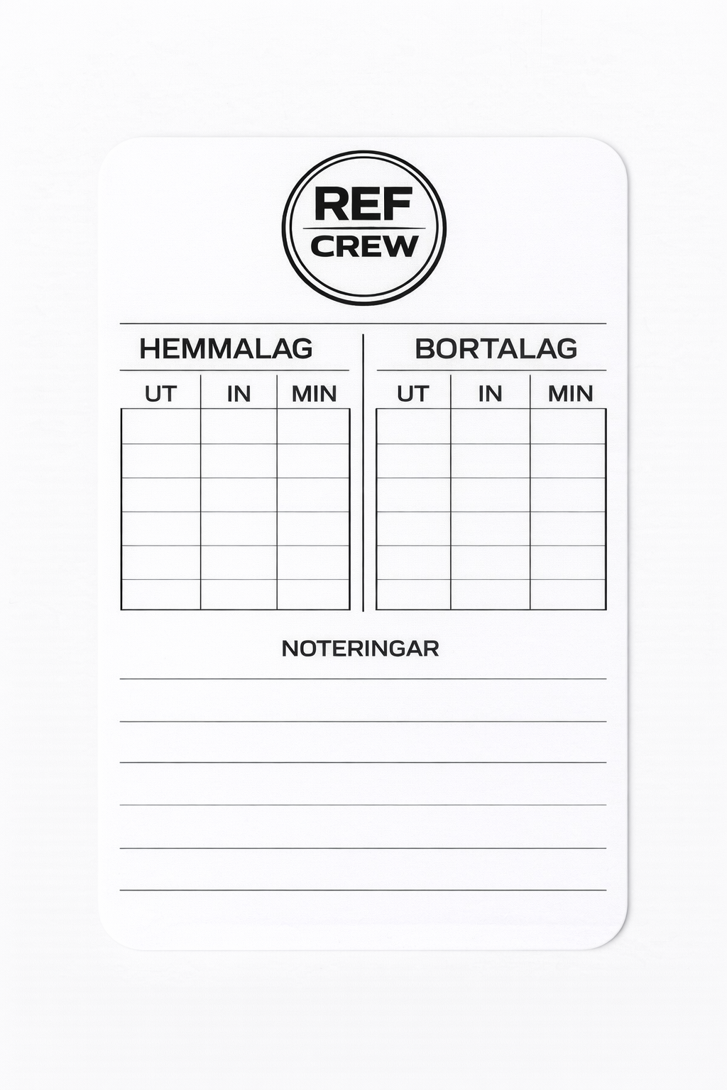 Notering: Lagöversikt/byten (Fotboll) 20-pack